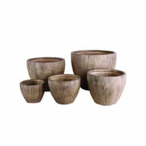 Wooden fiber sinks of different sizes