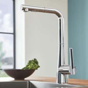 Grohe Zedra Chrome Single Lever Pull Out Sual Spray Sink Mixer Tap 1 2 32553002 P50122 233270 Image